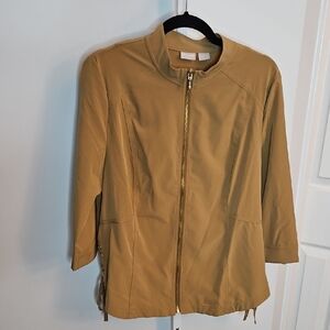 CHICO'S ZENERGY Tan Neema Jacket Size 2 (US 12/14) UPF 50+ Travel Zip
